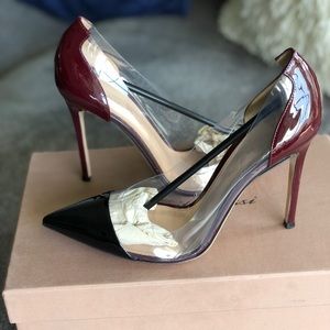 Gianvito Rossi Plexi Pump Black and Burgendy.